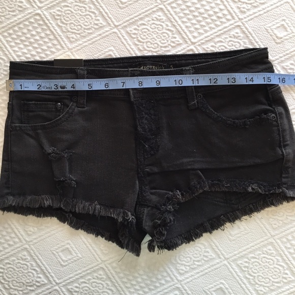 LOVEsick Destroyed Jean Shorts Black Size 5 - Picture 4 of 8